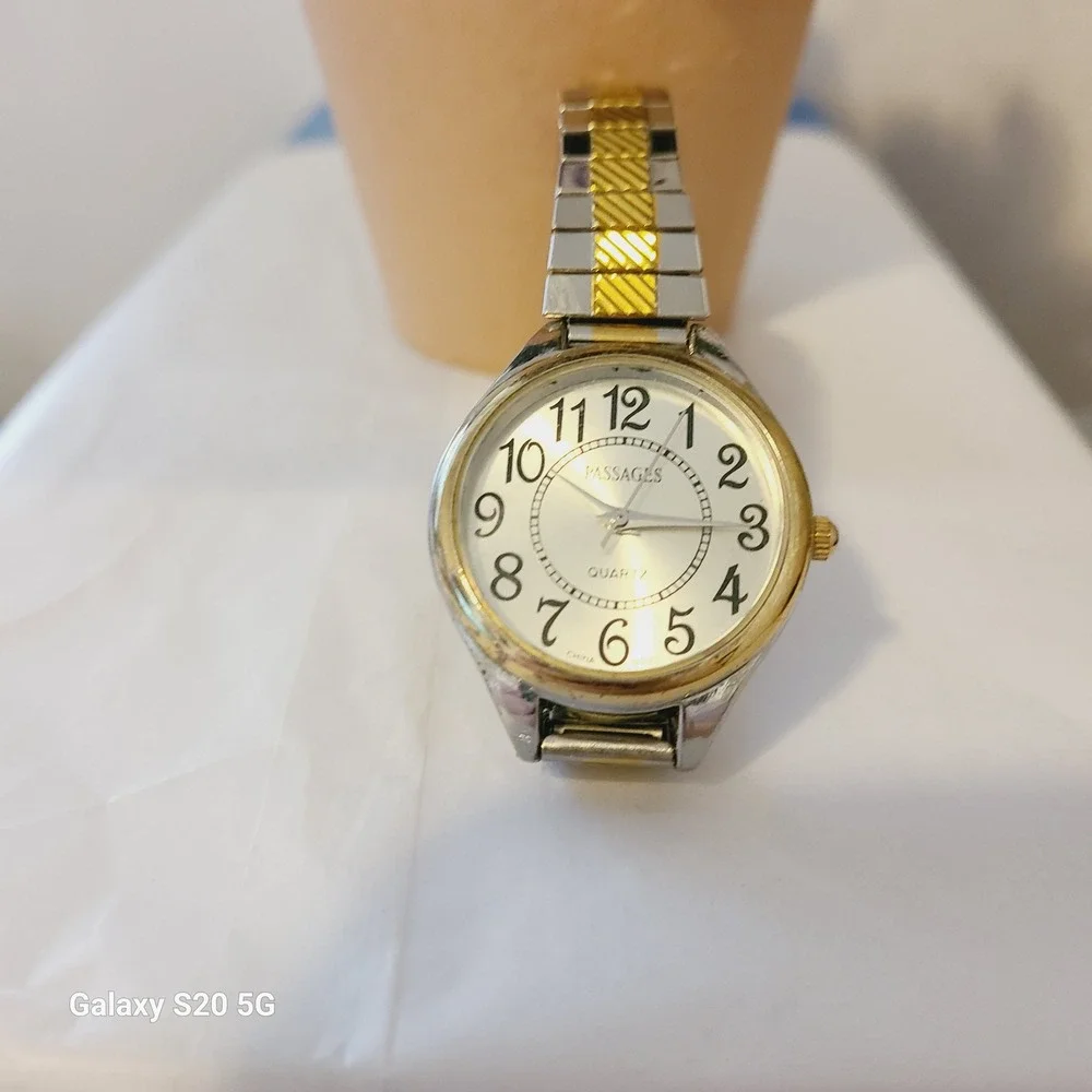Passages Quartz Women's Watch Two‎ Tone Silver Gold Tone Band Classic Dial